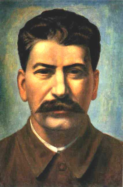 A portrait of Joseph Stalin.
